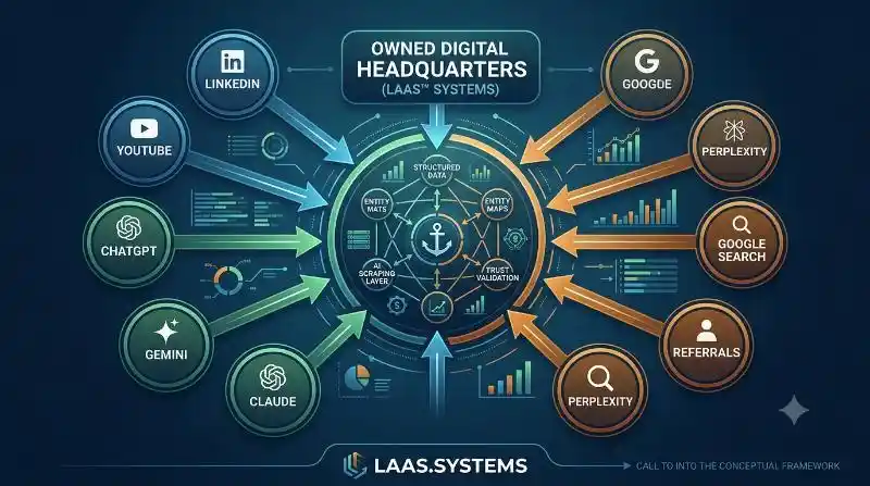 Diagram analyzing the websites are dead fallacy, proving why websites are still relevant in 2026 for SEO in the AI era.